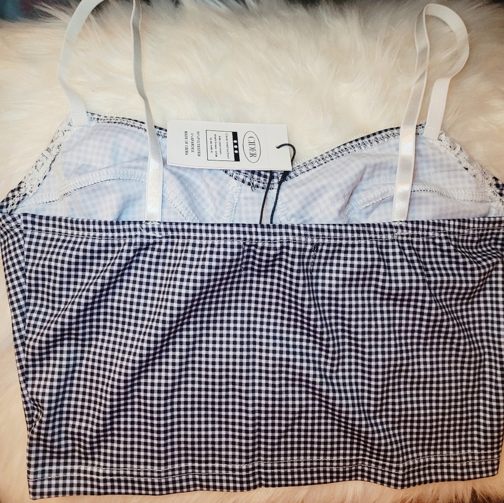 Check Pattern Crop Bodice Top - Picture 2 of 4